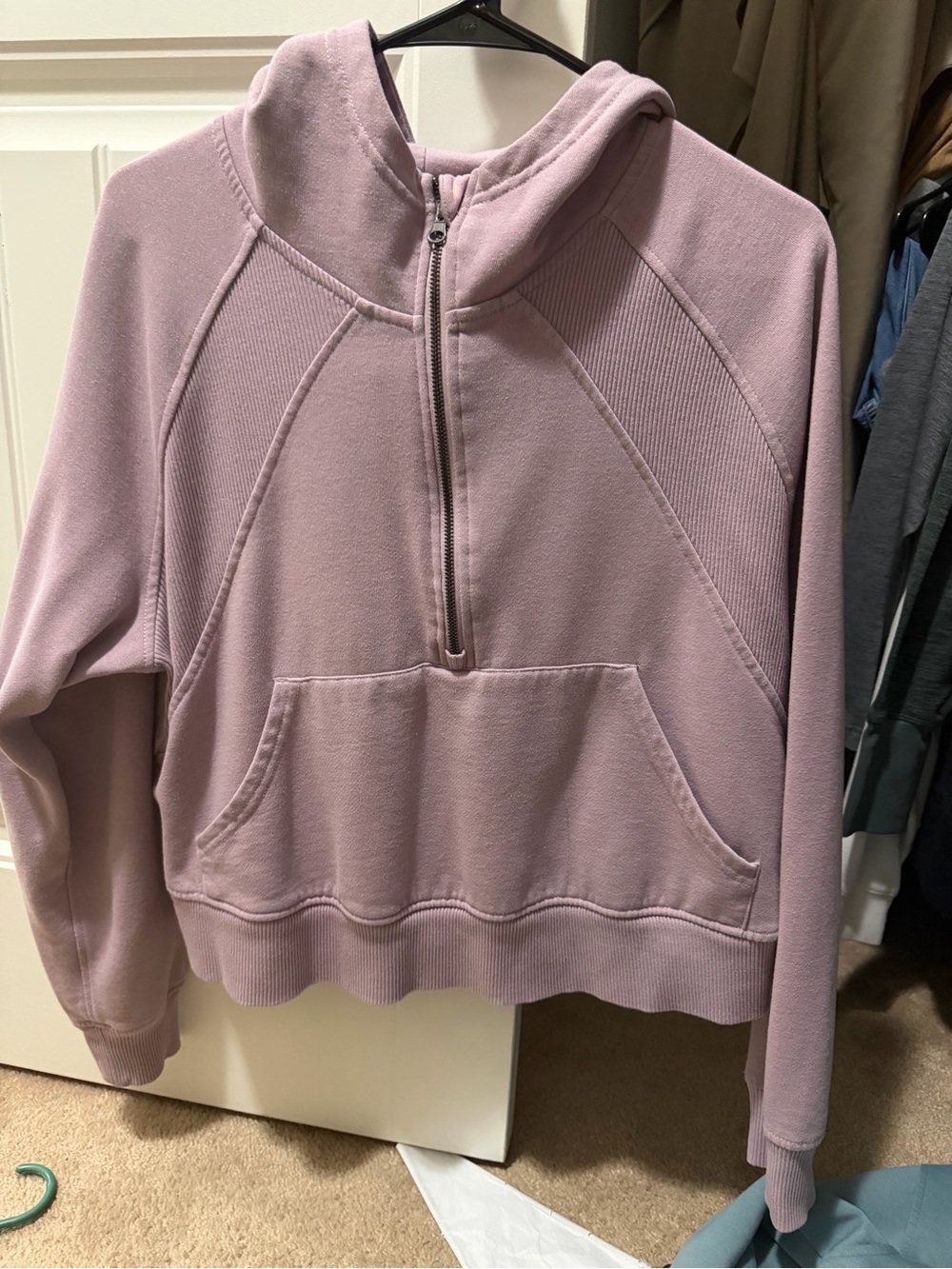 90 Degree By Reflex Mauve Half-Zip Hooded Sweatshirt